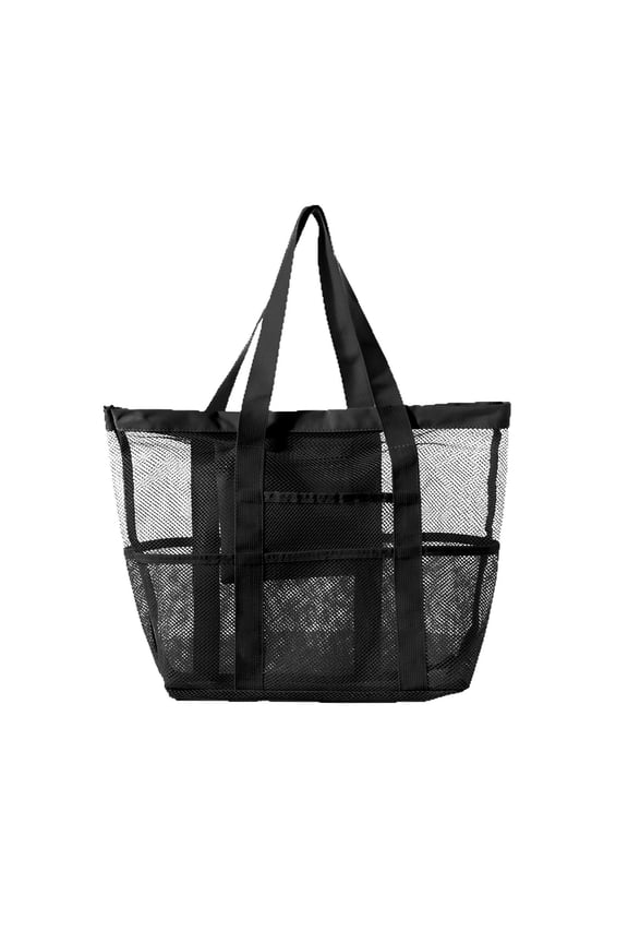 Visual Mesh Fabric Travel Handbag Organizer - Large Capacity Storage with Partition Compartments - Comfortable Carry Strap Multi Pocket for Items Access