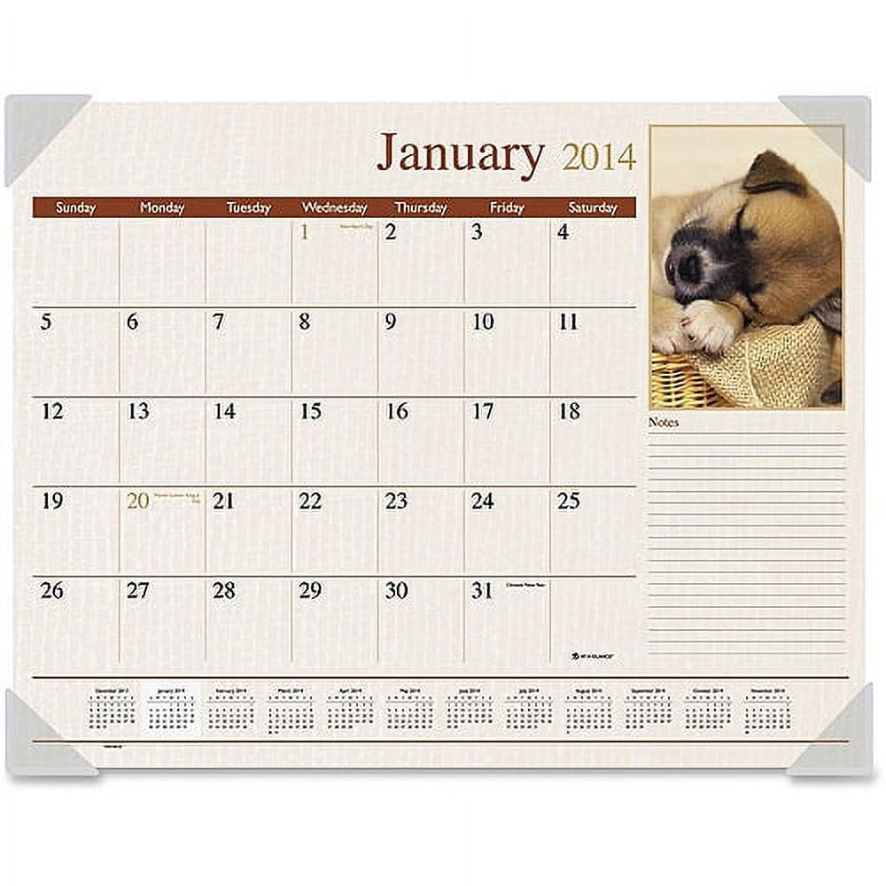 Visual Organizer Puppies Monthly Desk Pad