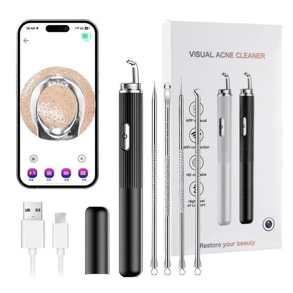 Visual Pore Cleaner, Deep Cleaning Comedone Tool, 50Times Magnification 1296P, WiFi Visual Blackhead Remover Tools with Lights, Women Gift