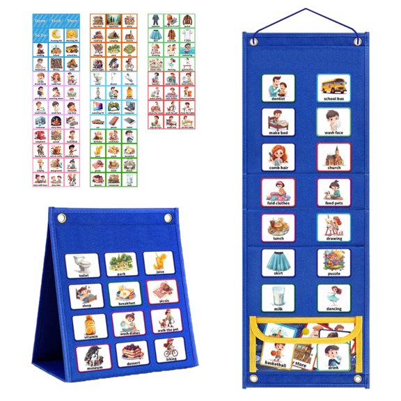 Visual Schedule Chart Double Side Weekly Planner Chore Chart Kid Learning Materials Routine Chart for Toddler