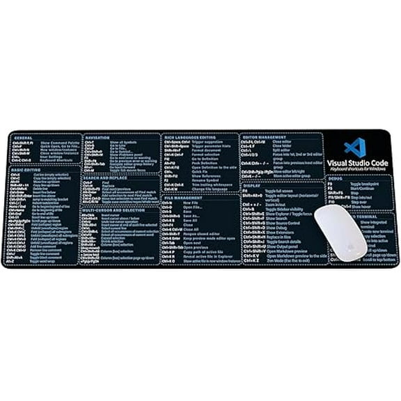 Visual Studio Code Shortcuts Mouse mat for Designer, Quick Reference Guide, Cheats Sheet Mouse Pad, Office Supplies Keyboard Tips Gifts for Beginner Photographers Gifts Mouse pad
