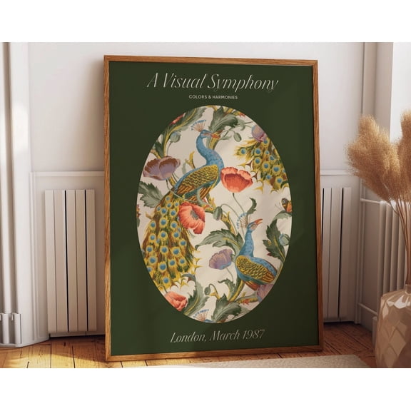 A Visual Symphony Exhibition Poster – Colors And Harmonies 1987 Wall Art - Sage Green Peacock Livingroom, Kitchen & Bedroom Wall Decor Wall Art, Modern Wall Decor, 8x12 UNFRAMED