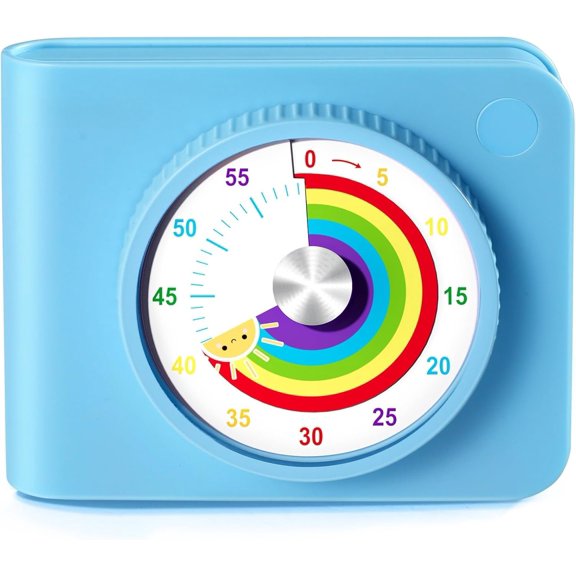 Visual Timer for - 60-Minute Classroom Countdown Timer with Color Disc, Time Management Tool for , Teachers & Parents, Silent & Beep Modes, & Stand (Blue)