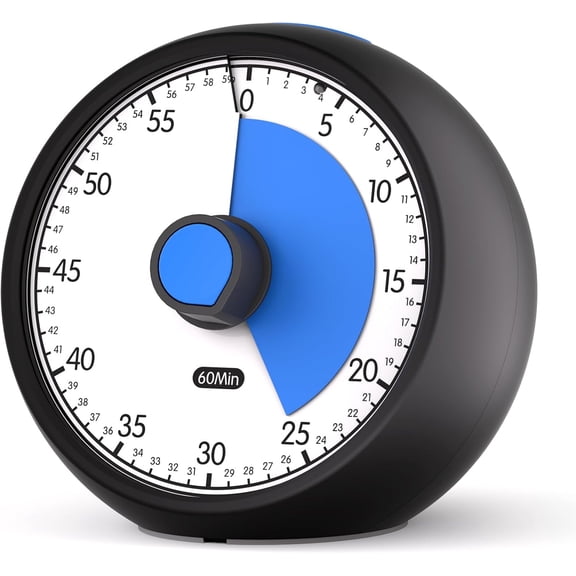 Visual Timer for  60-Minute Countdown Timer with Optional , Focus Tool for  & , Time Management for Homework, Chores, Office, Kitchen, Teaching & Study Routines (Black Blue)