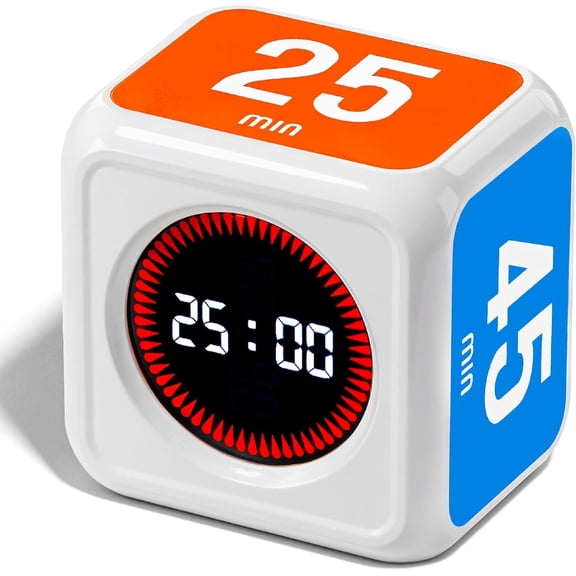 Visual Timer for & Adults - Pomodoro Timer Cube with 5/10/25/45 Min Presets, Custom Visual Countdown & Count Up, Digital Classroom Timer for , Focus, Study, Work, Rechargeable