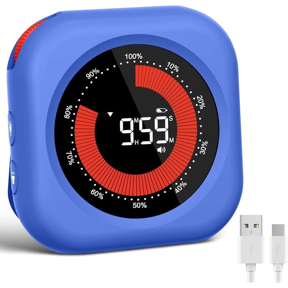 Visual Timer for Classroom Rechargeable, 10-Hour Digital Timers with Visual Time Bars Design, 3 Brightness/3 Volume Adjustable Magnc Timer, Countdown/up Timer for Study Game Gym Kitchen Office