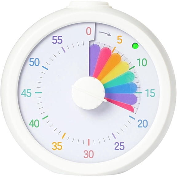Visual Timer, Countdown Self-disciplined Timer Alarm Clock, Silent Portable Multifunctional Rainbow Schedule Tool, Or Home School Kitchen Office Gym Study Kitchen Game(White)