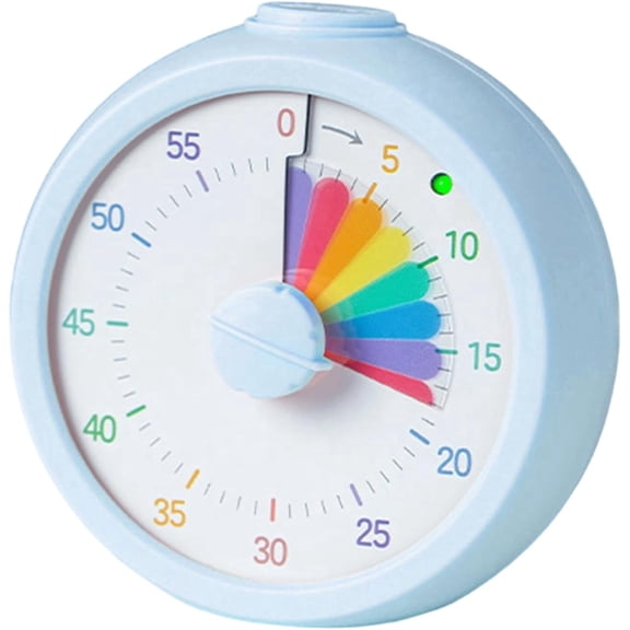Visual Timer, Countdown Self-disciplined Timer Alarm Clock, Silent Portable Multifunctional Rainbow Schedule Tool, Or Home School Kitchen Office Gym Study Kitchen Game(Blue)