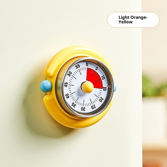 Visual Timer, Cute Magnetic Mechanical Kitchen Timer for Cooking, No Batteries Required, 60-Minute Countdown Clock for Study, Classroom, Baking, Yoga, Pomodoro - Loud Alarm, Yellow