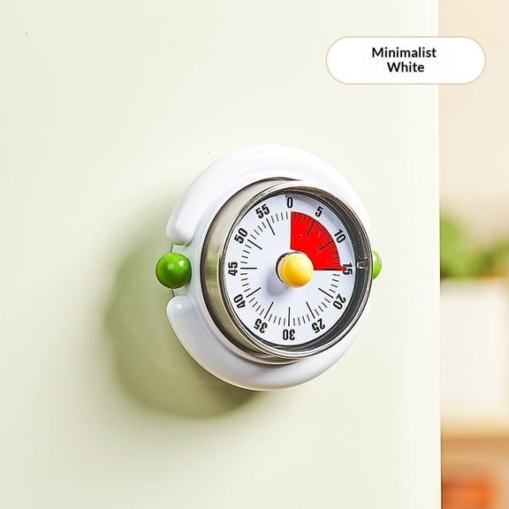 Visual Timer, Cute Magnetic Mechanical Kitchen Timer, Pomodoro Timer Visual Countdown 60-Minute Reminder for Cooking Baking, Time Management Tool for Home Birthday Gifts, White