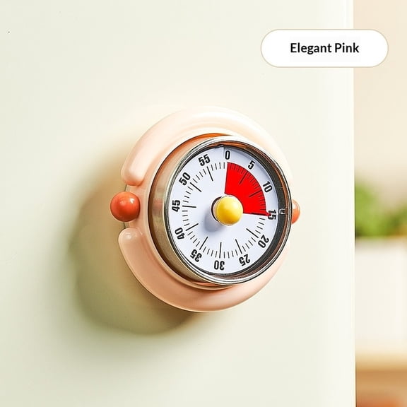 Visual Timer, Cute Magnetic Mechanical Kitchen Timer, Pomodoro Timer Visual Countdown 60-Minute Reminder for Cooking Baking, Time Management Tool for Home Birthday Gifts, Pink
