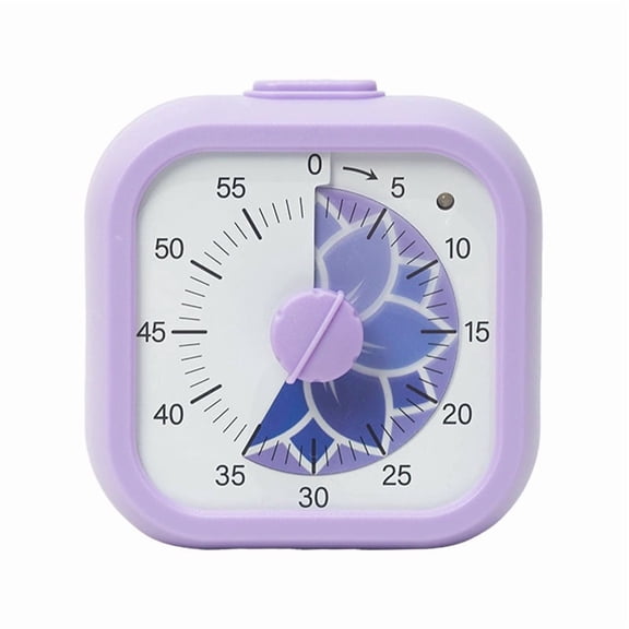 Visual Timer Cute Rainbow - 60 Minute Countdown Timer Time Management for Adults, Timer for Cooking Classroom Meeting，Purple， Square