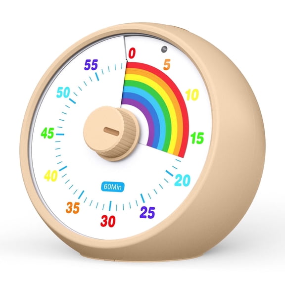 Visual Timer for Kids, 60-Minute Countdown for Classroom Office Kitchen, Desk Timer Kids Time Management Tools with Silent Operation, Pomodoro Timer Rainbow Pattern
