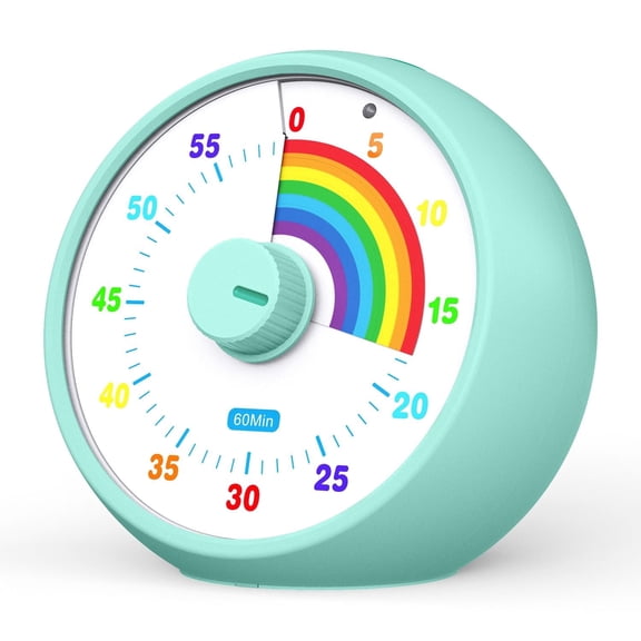 Visual Timer for Kids, 60-Minute Countdown for Classroom Office Kitchen, Desk Timer Kids Time Management Tools with Silent Operation, Pomodoro Timer Rainbow Pattern