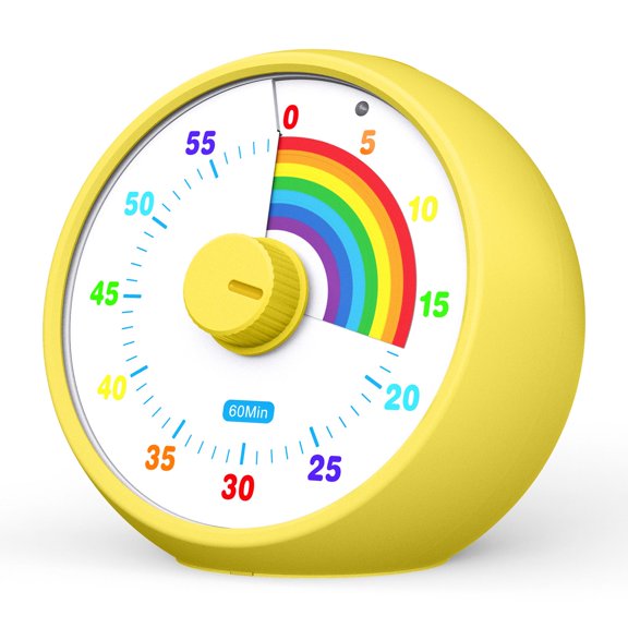 Visual Timer for Kids, 60-Minute Countdown for Classroom Office Kitchen, Desk Timer Kids Time Management Tools with Silent Operation, Pomodoro Timer Rainbow Pattern