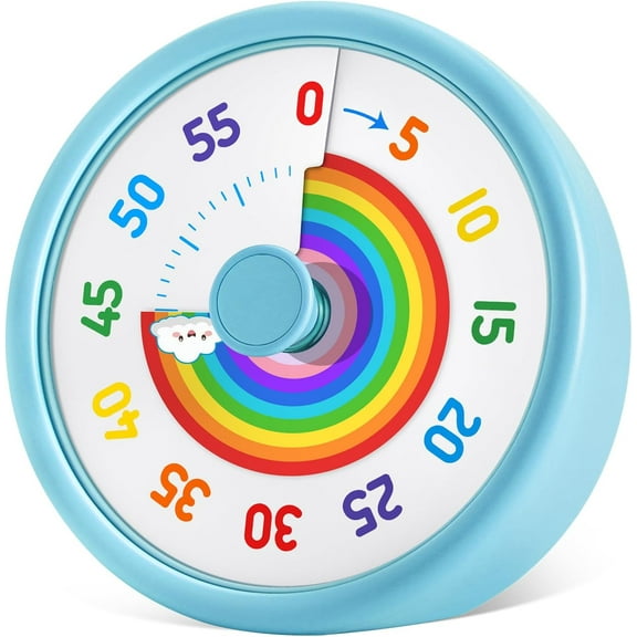 Visual Timer for Kids, 60 Minute Countdown Timers for Classroom Kitchen Office, Rainbow Disk Desk Timer Clock with Silent Operation, Pomodoro Timer Time Mana ment Tools for Toddler ADHD Blue