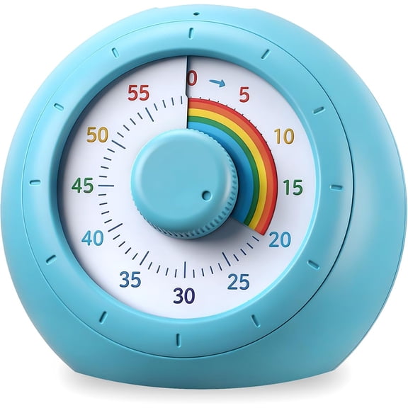 Visual Timer for Kids, 60-Minute Silent Countdown for Classroom, Home, Office, Kitchen, Rainbow Pattern Desk Timer, Time Management Tools with Silent Operation, Pomodoro Timer
