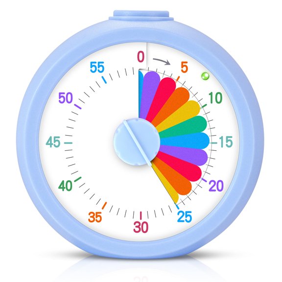 Visual Timer for Kids, 60 Minute Time Digital Pomodoro Timer Countdown with Silent Pause Function for Classroom Kitchen Study Cooking Meetings ADHD Rainbow Pattern