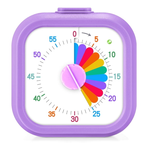 Visual Timer for Kids, 60 Minute Time Digital Pomodoro Timer Countdown with Silent Pause Function for Classroom Kitchen Study Cooking Meetings ADHD Rainbow Pattern