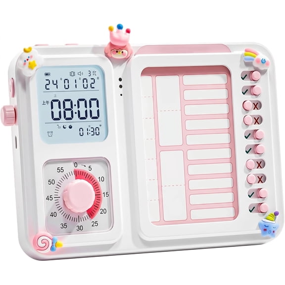 Visual Timer for Kids & Adults, 3-in-1 Task Timer with Chore Chart & Visual Schedule Board, 99-Min Countdown Clock for Classroom Home Office Study(blue)Q