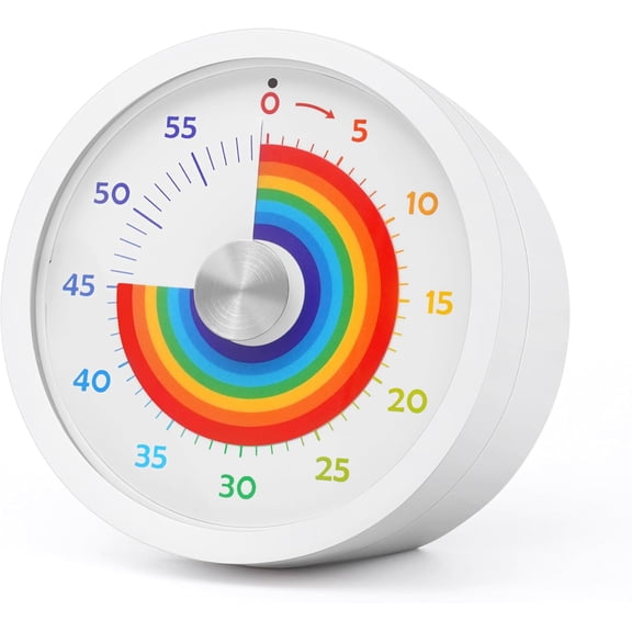 Visual Timer, Kitchen Timer Rainbow Disk 60 Minute Countdown Timer for Kids and Adults, Silent Time Management Tool(Rainbow)
