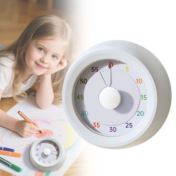 Visual Timer with Pause Function, 60-Minute Countdown Timers for Desk Study Office Meetings Kitchen Cooking with Silent Operation, Time Management for ADHD,Timer for Teaching(White)