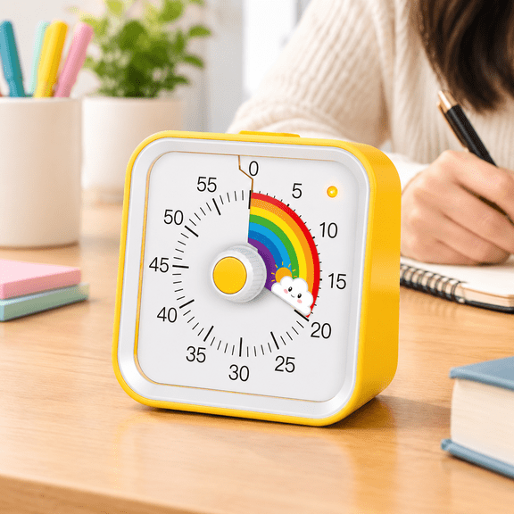 Visual Timer, Rainbow Timer with Pause Function, Yellow
