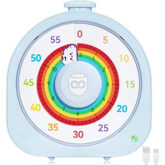 Visual Timer for , Rechargeable Timer for Classroom Office Kitchen with 'Rainbow' Design, 60min/12h Silent Countdown Timers, Pomodoro Timers Management Tool for