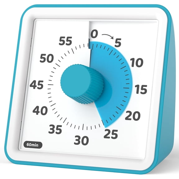 Visual Timer for Kids, 60-Minute Countdown Timers for Classroom Office Kitchen with Silent Operation, Kids Timer for Teaching (Batteries Included)