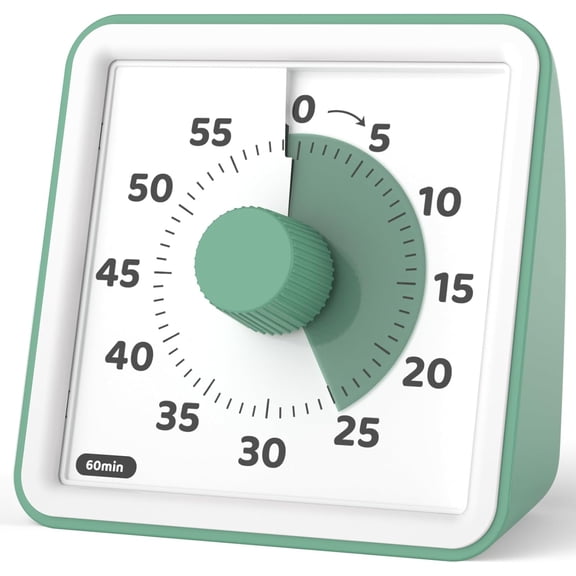 Visual Timer for Kids, 60-Minute Countdown Timers for Classroom Office Kitchen with Silent Operation, Kids Timer for Teaching (Batteries Included)