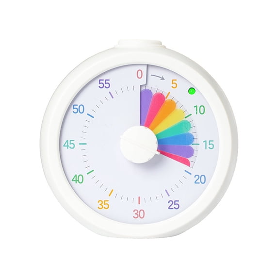 Visual Timer for Kids – 60-Minute Silent Countdown Desk Timer with Rainbow Pattern for Classroom, Office, Kitchen & Time Management (RL White 1 PC)