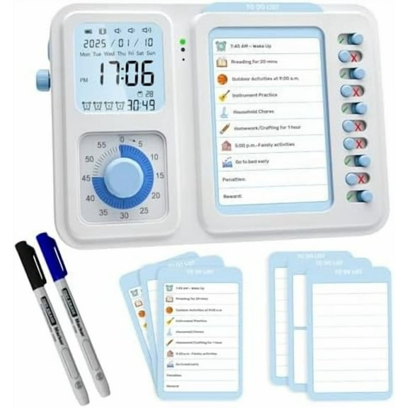 Visual Timer for Kids with Planning Board, 3-in-1 Visual Schedule for Kids with Autism & ADHD, Chore Chart for Home, School, Classroom, Desk