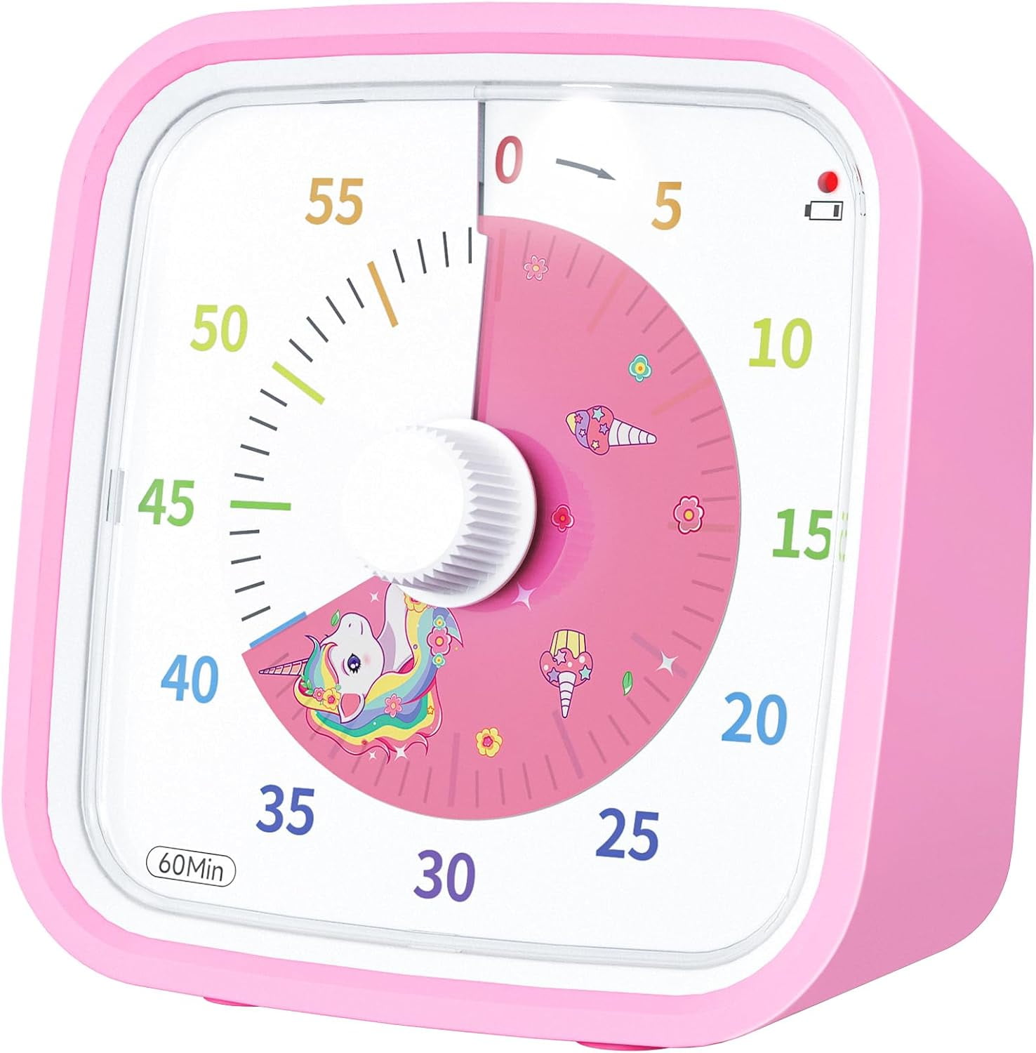 Visual Timer with Protective Case, Rainbow Disk 60 Minute Countdown ...