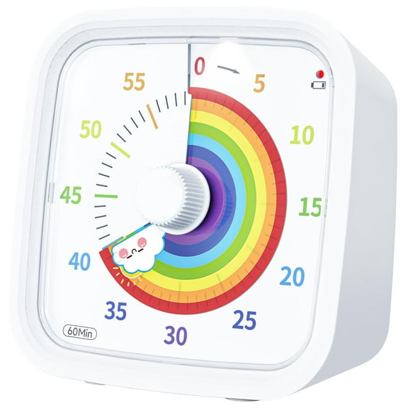 Visual Timer with Protective Case, Rainbow Disk 60 Minute Countdown Timer for Kids and Adults, Silent Time Management Tool(Blue Rainbow)