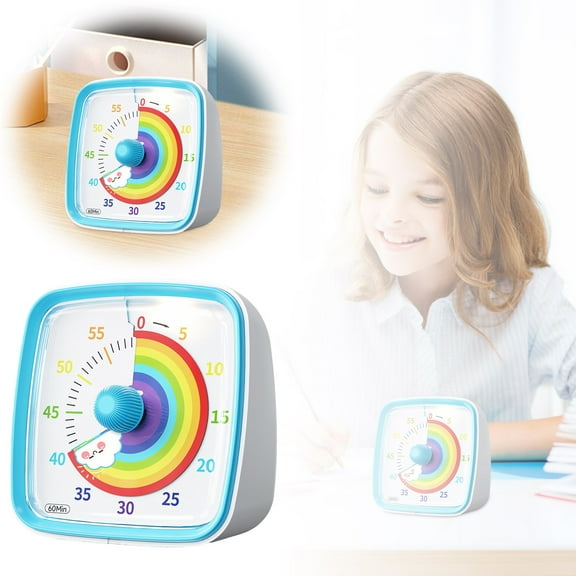 Visual Timer with Protective Case, Rainbow Disk 60 Minute Countdown Timer for Kids and Adults, Silent Time Management Tool