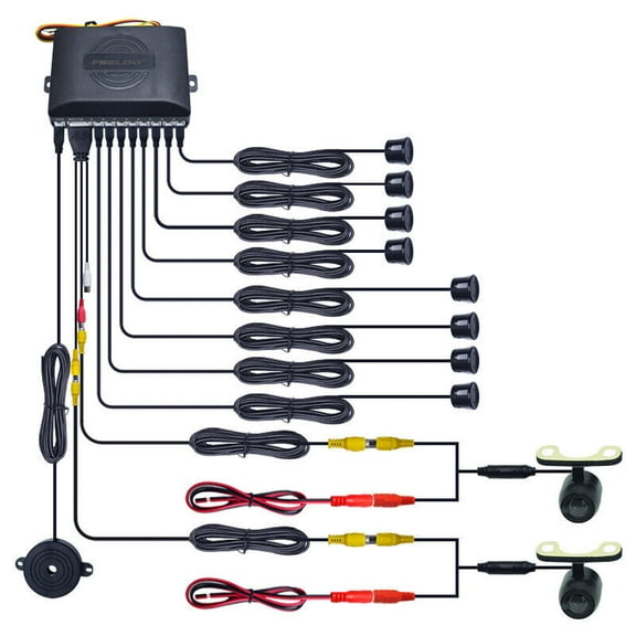 Visual rearview reversing system kit for cars with 8-probe visual reversing radar and 16.5mm external camera
