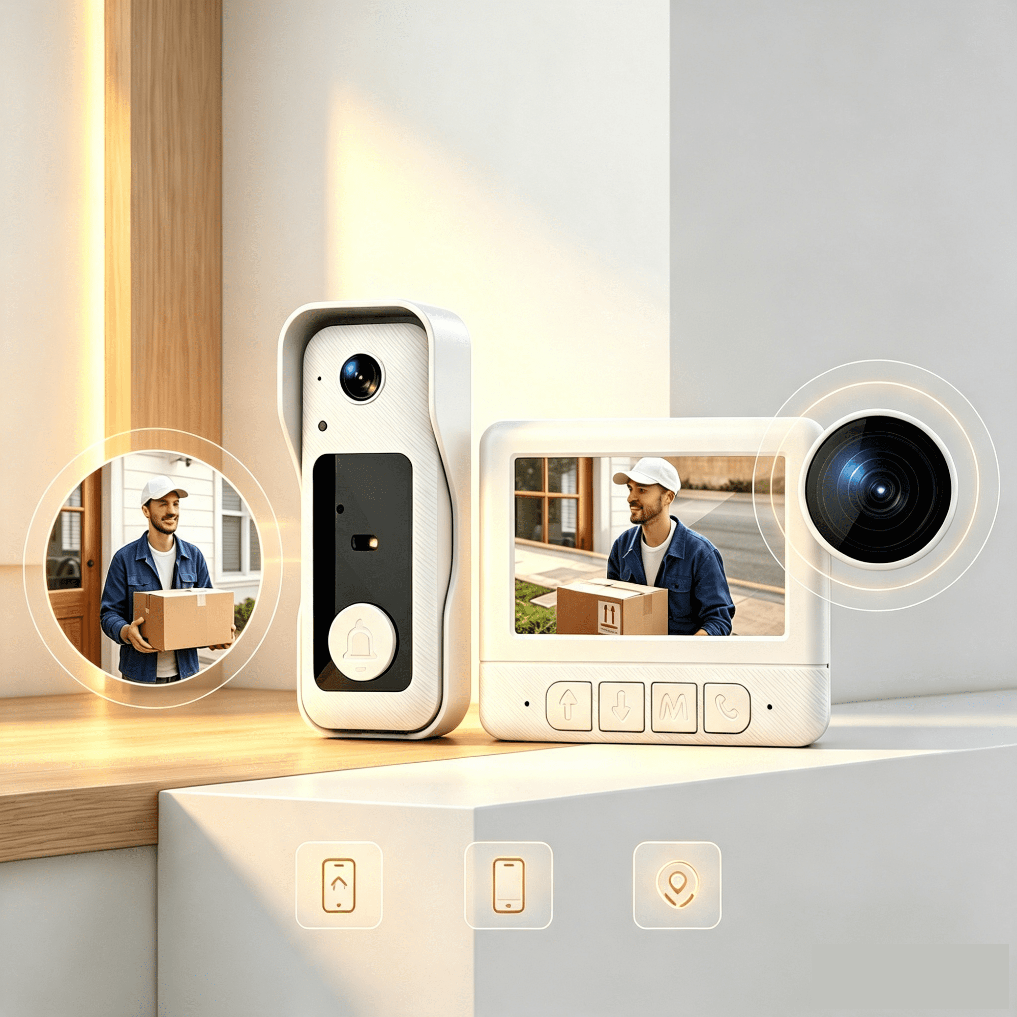 Visual smart doorbell with 4.3-inch color display, 0.3 megapixel camera for home security