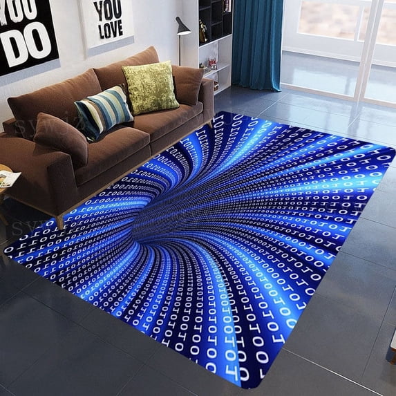Visual trap rotating geometric lines decorative carpet bedroom living room Bathroom study balcony restaurant floor mat rugs