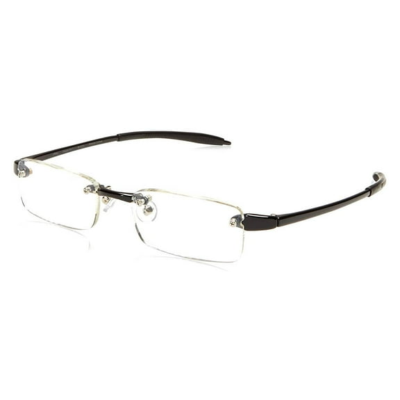 Visualites 1 Black 1.25 Power Lightweight Rimless Rectangle Reading Glasses For Men and Woman