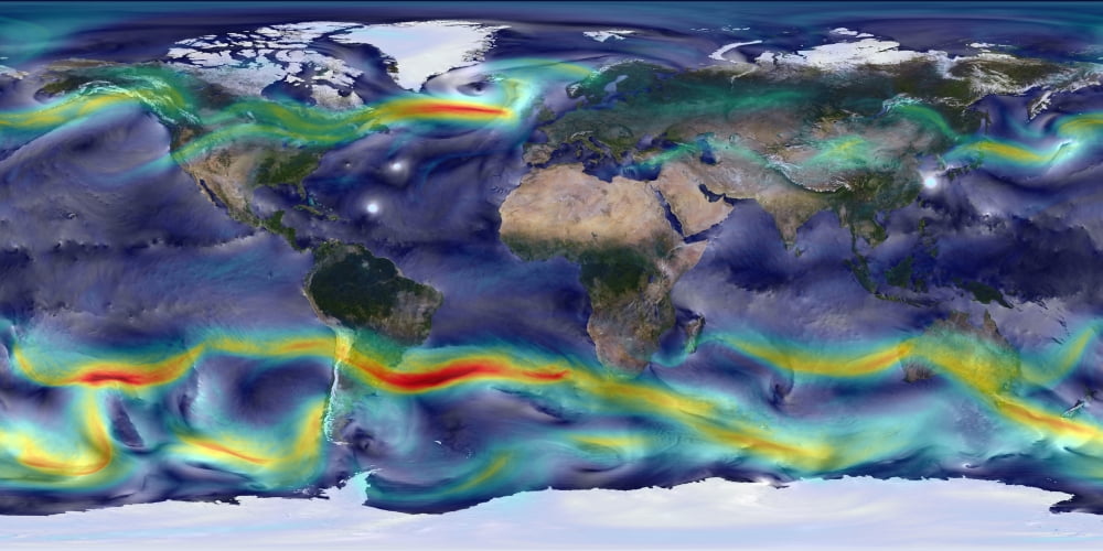 Visualization of global winds Canvas Art - Stocktrek Images (40 x 20)