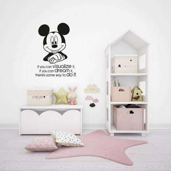 Visualize Mickey Mouse Quote Disney Cartoon Quotes Wall Sticker Art Decal for Girls Boys Room Bedroom Nursery Kindergarten House Fun Home Decor Stickers Wall Art Vinyl Decoration Size (20x18 inch)