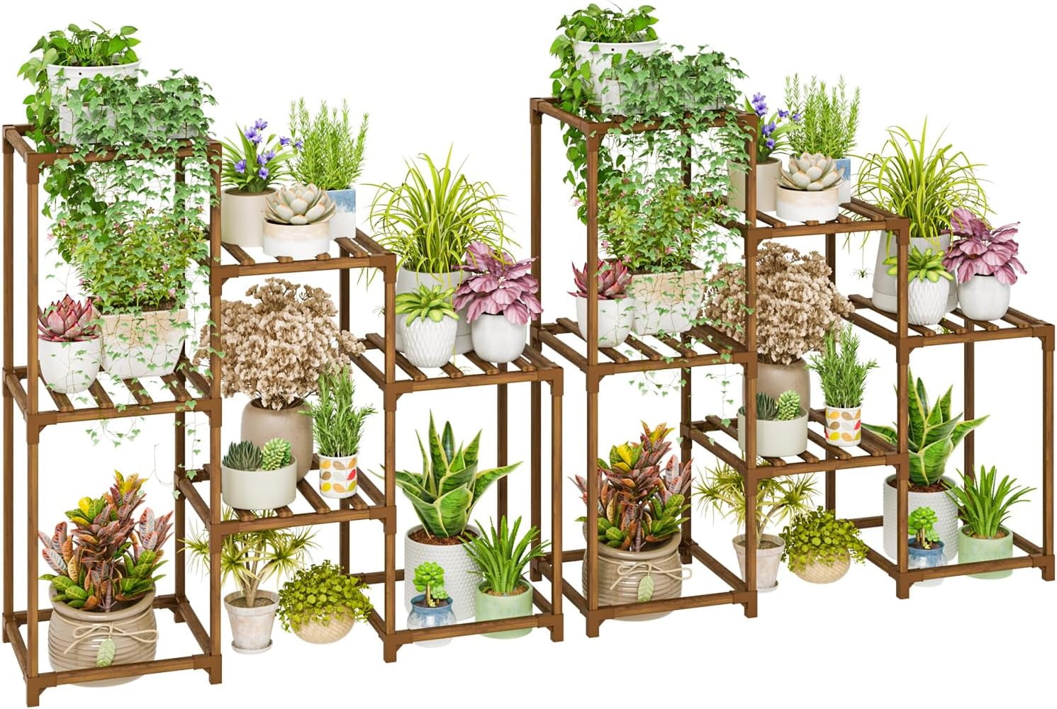 Visualz 2 Sets of Package Plant Stands Indoor Wood Plant Shelf Outdoor ...