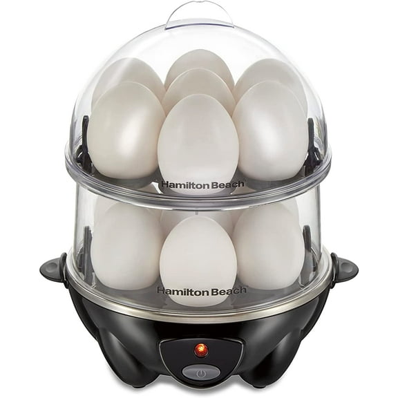 Visualz 3-in-1 Electric Egg Cooker for Hard Boiled Eggs, Poacher, Omelet Maker & Vegetable Steamer, Holds 14, Black (25508)