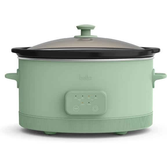 Visualz 6.0 Qt Programmable Slow Cooker, Ceramic Nonstick Coating, Adjustable Temperature & Cooking Times, Dishwasher Safe Stoneware Pot & Tempered Glass Lid, Free Cord Wrap, Seaglass