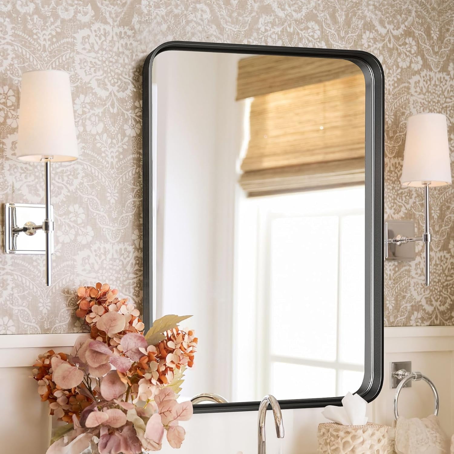 Visualz Black Metal Bathroom Mirrors for Over Sink, 30x21 Inch Wall ...