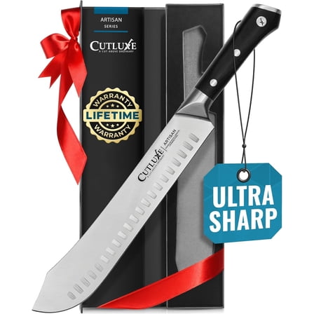 Visualz Butcher Knife – 10″ Bullnose Carving Knife, Forged High Carbon German Steel – Full Tang & Sharp – Ergonomic Handle Design, Grilling Gifts for Men – Artisan Series