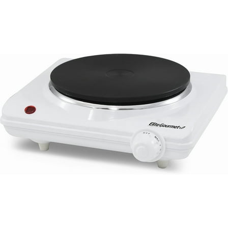 Visualz ESB-301F Countertop Single Cast Iron Burner, 1000 Watts Electric Hot Plate, Temperature Controls, Power Indicator Lights, Easy to Clean, White