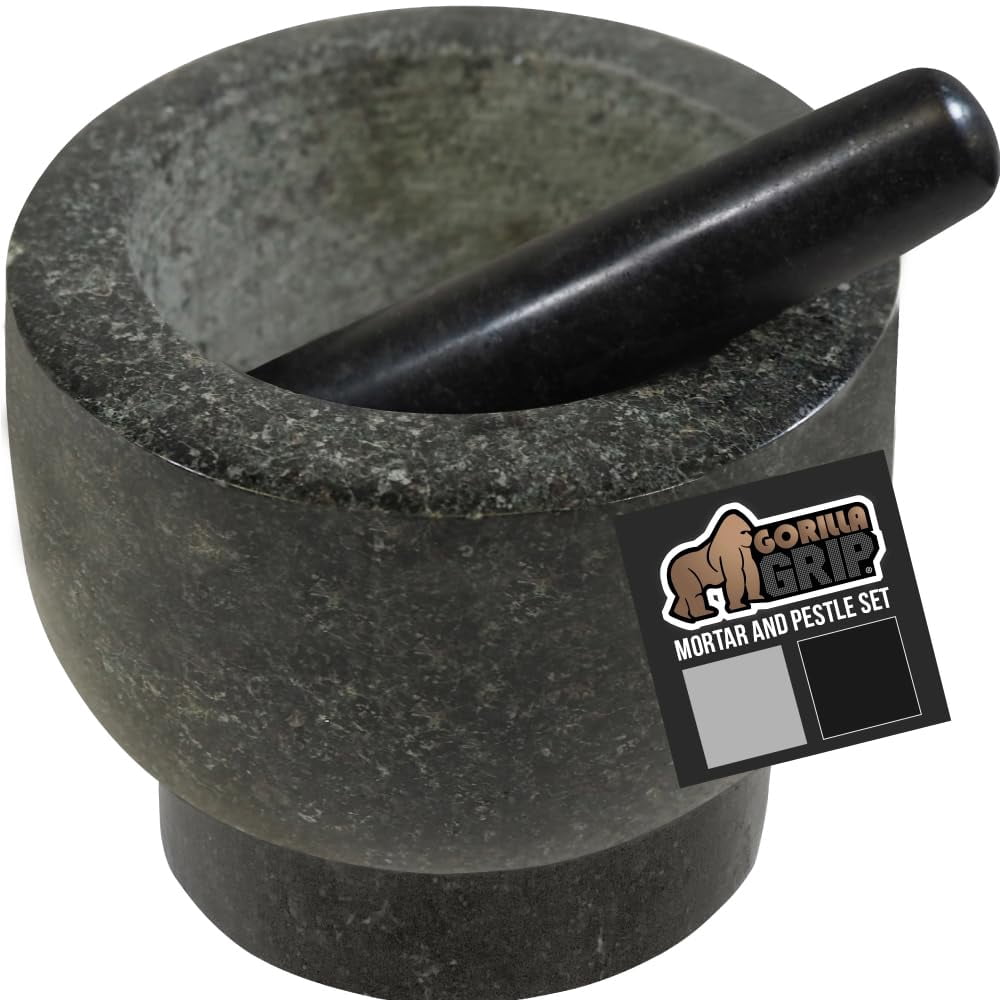 Visualz Heavy Duty Mortar and Pestle Set with Slip Resistant Base, 2 ...
