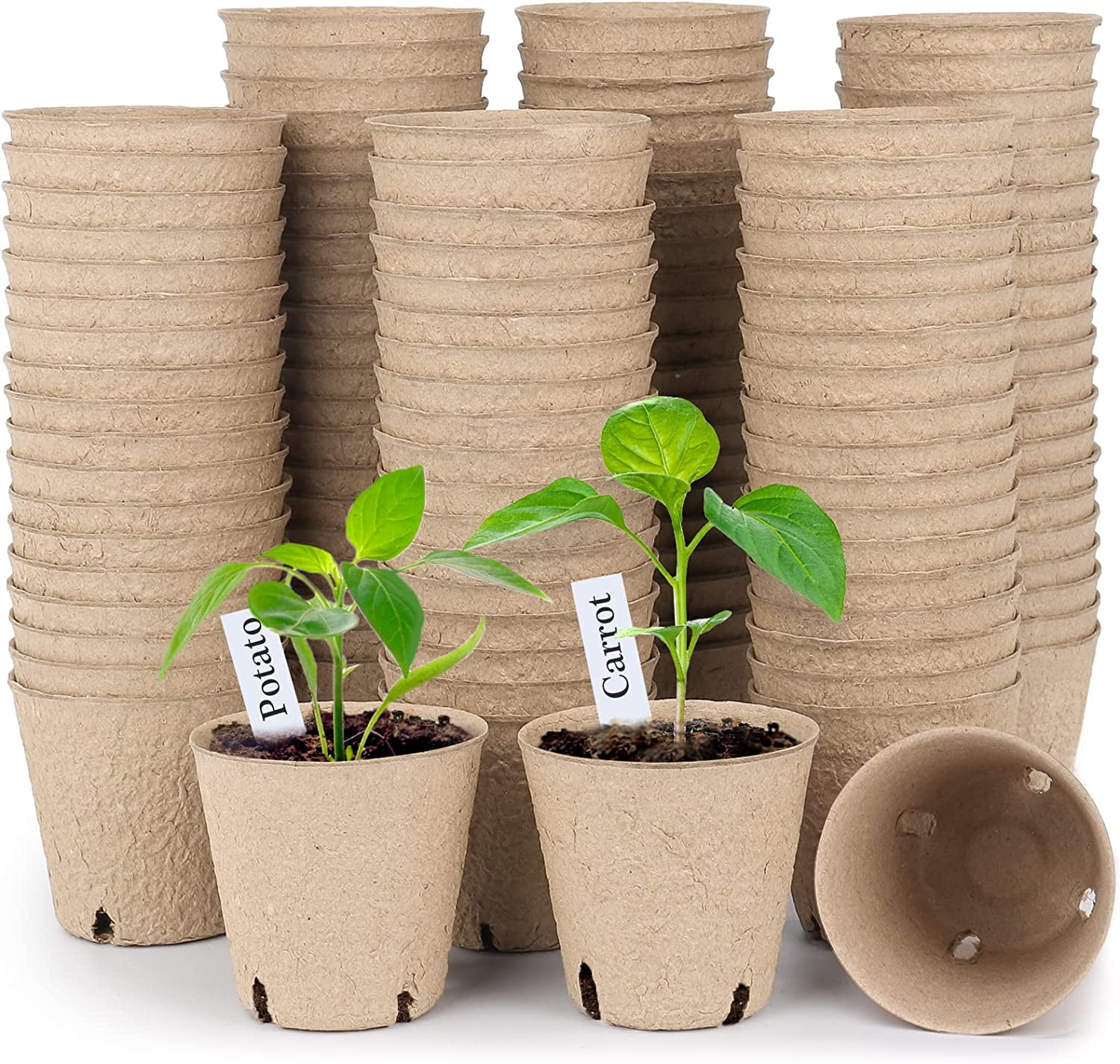 Visualz Peat Pots, 120 Pcs 3.15 Inch Seed Starting Pots with Drainage ...