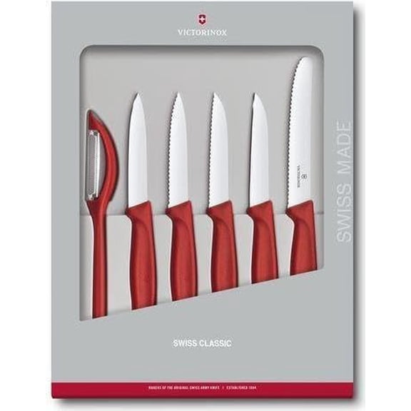 Visualz Swiss Classic Paring Knife Set of 6, Red